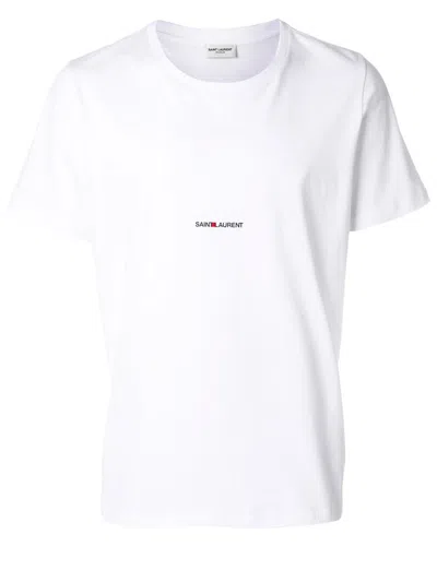 Saint Laurent Logo-print Cotton T-shirt In White