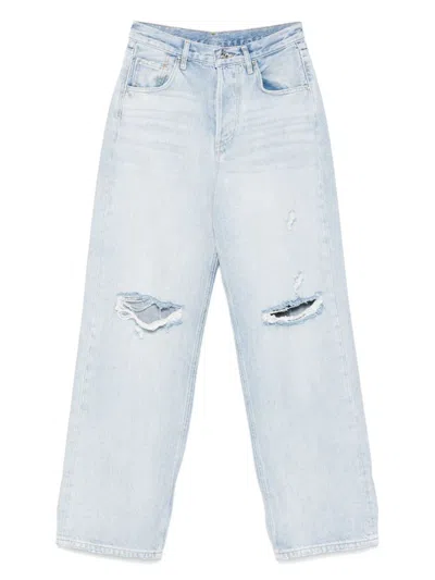 Liu •jo Liu Jo High-waisted Wide-leg Jeans With Distressed Detailing In Blue