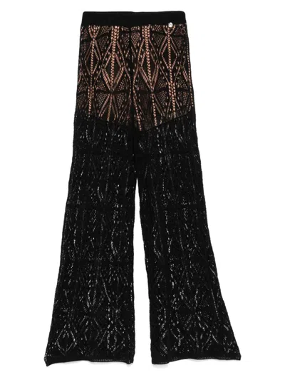 Liu •jo Liu Jo Cotton Semi-perforated Trousers In Black