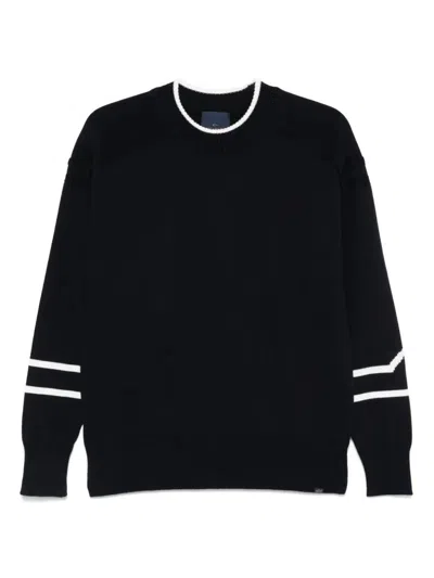 Paul & Shark Crew Neck Sweater Contrast Stripe Detail In Black