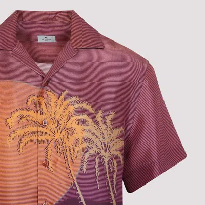 Etro Printed Short-sleeved Bowling Shirt In Multicolour