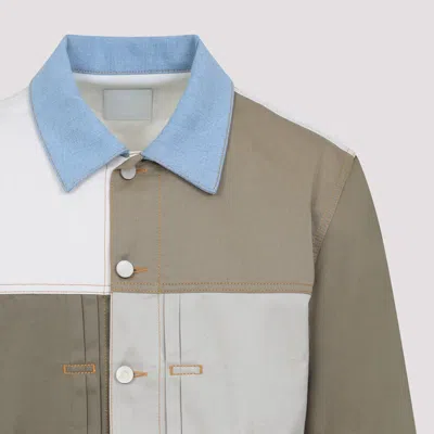 Givenchy Pleated And Snapped Denim Jacket Men In Beige