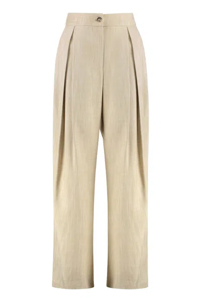 Pinko Tailored Fit Wide Leg Pants In Beige