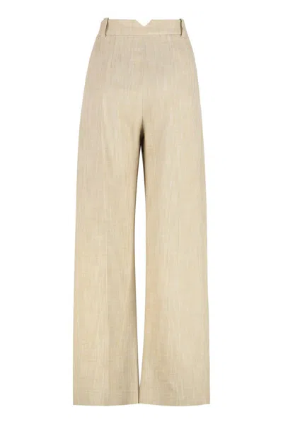 Pinko Tailored Fit Wide Leg Pants In Beige