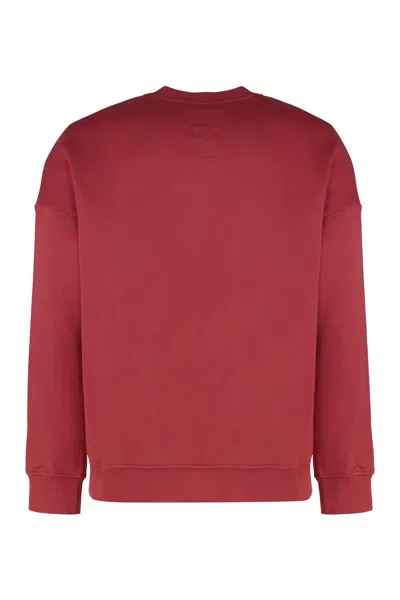Rick Owens Crew-neck Cotton Sweatshirt Graphic Print In Red