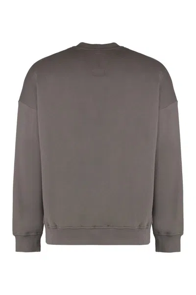 Rick Owens Graphic Print Cotton Crew-neck Sweatshirt In Grey