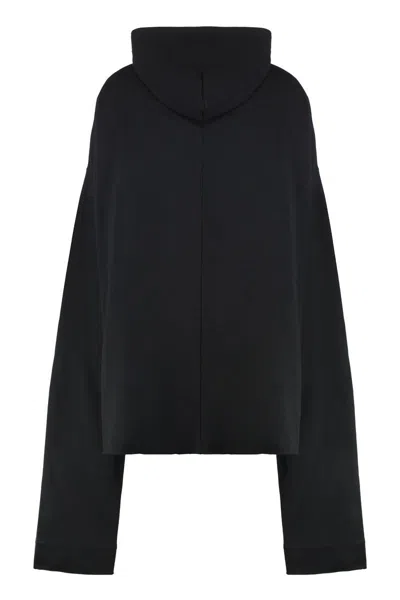 Rick Owens Flyproof Tunic Hooded Sweatshirt In Black