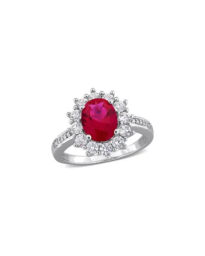 Rina Limor Silver 4.08 Ct. Tw. Diamond & Lab-grown Ruby & Sapphire Ring
