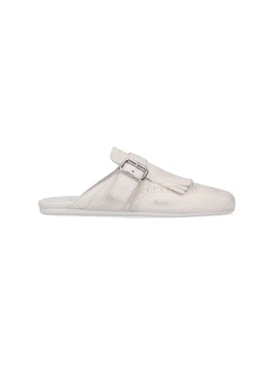 Prada Slippers Shuffle In Pelle Avorio Donna In White