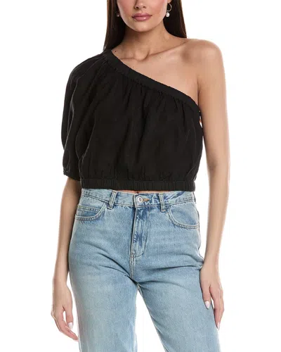 Velvet By Graham & Spencer One Shoulder Crop Top In Black In Black
