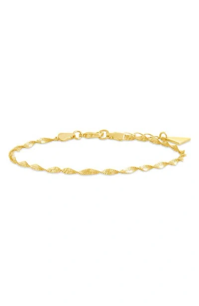 Sterling Forever 14k Plated Blakely Twisted Herringbone Chain Bracelet In Gold