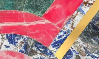 Tiramisu Celestial Harmony Marble Platter In Pink Multi