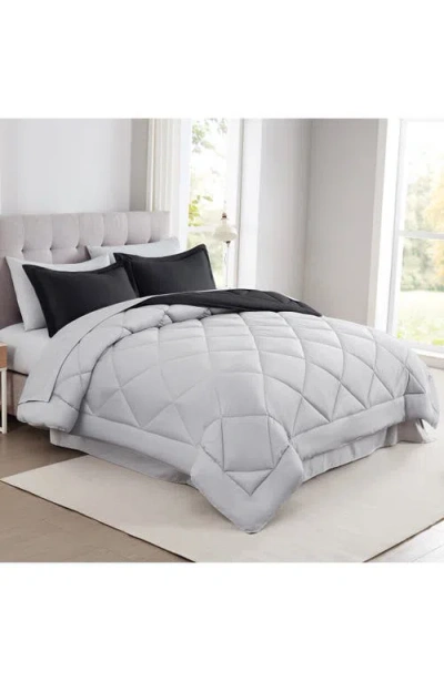 Modern Threads Solid Reversible 7-piece Comforter Set In Black