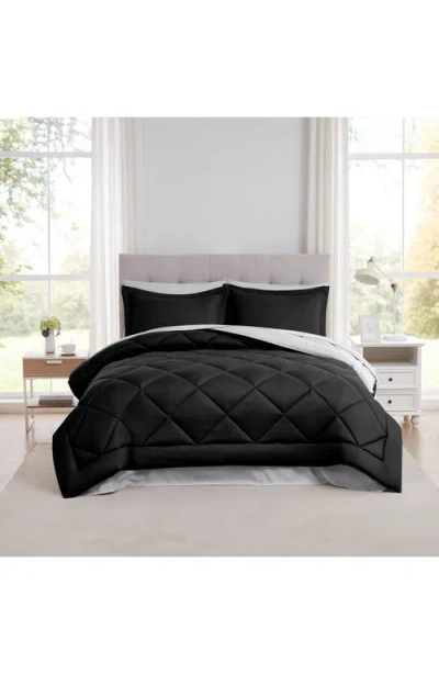 Modern Threads Solid Reversible 7-piece Comforter Set In Black