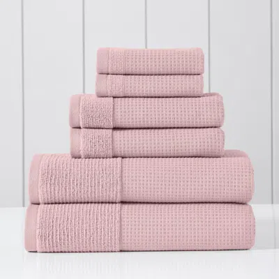 Modern Threads Waffle Rib 6-piece Towel Set In Petal