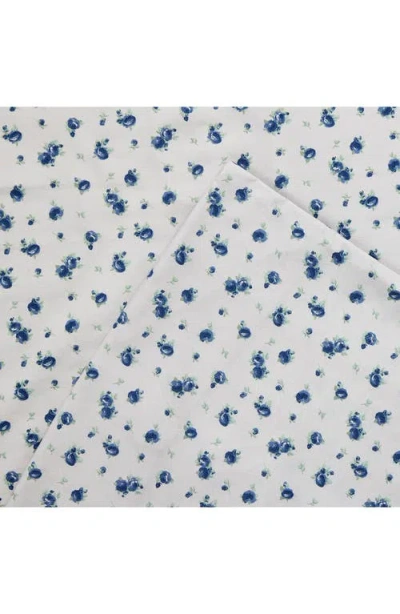 Modern Threads Rose Print Microfiber Sheet Set In Blueberry