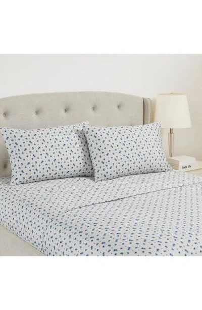 Modern Threads Rose Print Microfiber Sheet Set In Blueberry