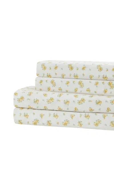 Modern Threads Rose Print Microfiber Sheet Set In Gold