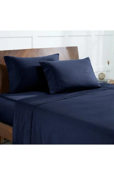 Modern Threads Solid 400 Thread Count Egyptian Cotton Sheet Set In Navy