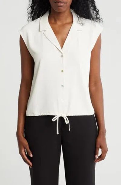 Melloday Drawstring Hem Sleeveless Button-up Shirt In Bone