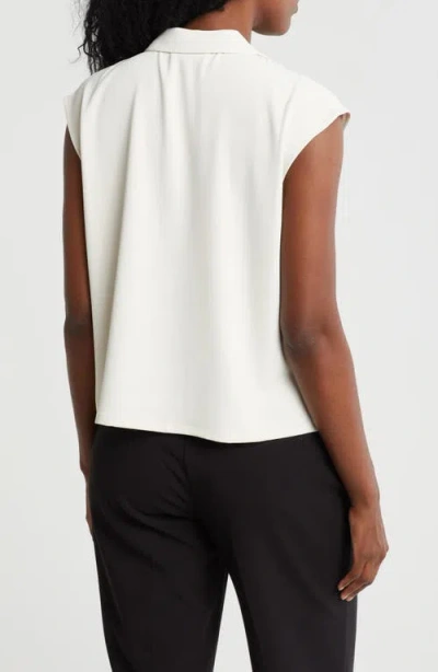 Melloday Drawstring Hem Sleeveless Button-up Shirt In Bone