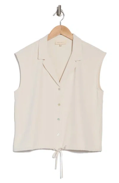 Melloday Drawstring Hem Sleeveless Button-up Shirt In Bone