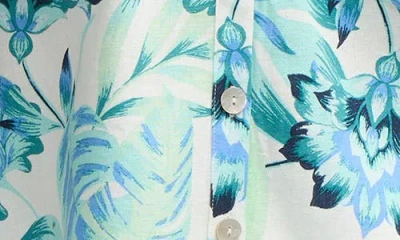 Nvlt Crop Button-up Camp Shirt In Tropical Blue