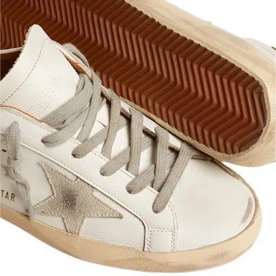 Golden Goose Super-star Sneakers With Ice-gray Suede Star And Light Brown Heel Tab Shoes In White/ice/light Brown