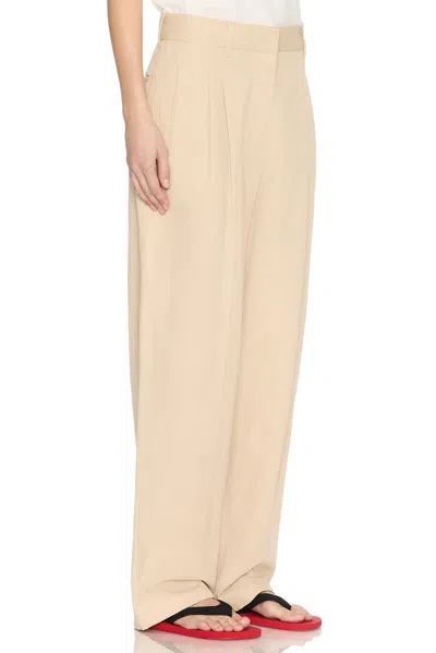 The Row Lilas Light Khaki Cotton And Linen Trousers In Green