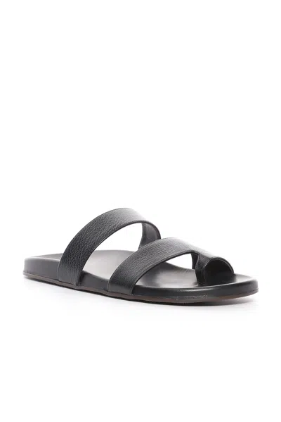 The Row Leather Double Strap Thong Slippers In Black