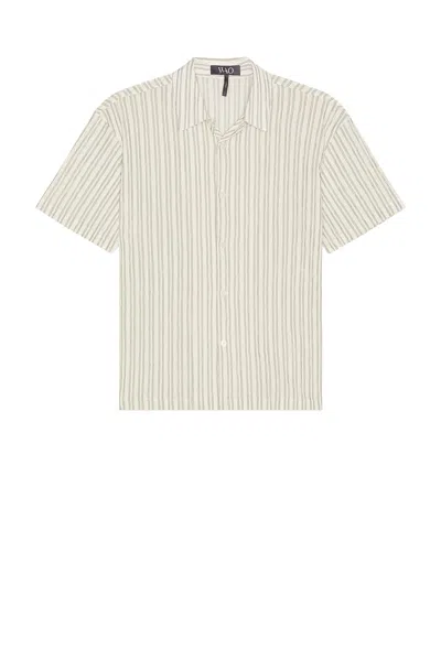 Wao Relaxed Stripe Short Sleeve Shirt In Off White