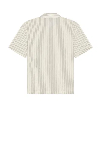 Wao Relaxed Stripe Short Sleeve Shirt In Off White