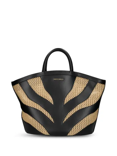 Just Cavalli Logo-plaque Tote Bag In Black