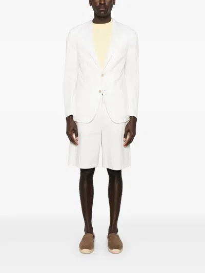 Eleventy Structured Single-breasted Jacket Notch Lapels In White