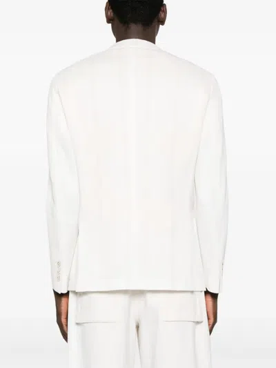 Eleventy Structured Single-breasted Jacket Notch Lapels In White