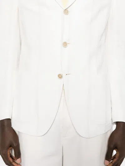 Eleventy Structured Single-breasted Jacket Notch Lapels In White