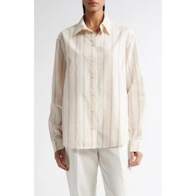 Totême Toteme Relaxed Stripe Button-up Shirt In White