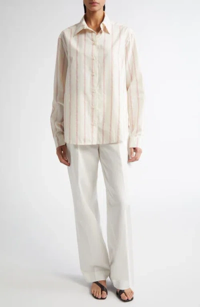 Totême Toteme Relaxed Stripe Button-up Shirt In White