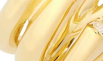 Completedworks Coil Cubic Zirconia Ring In 18ct Gold Plated