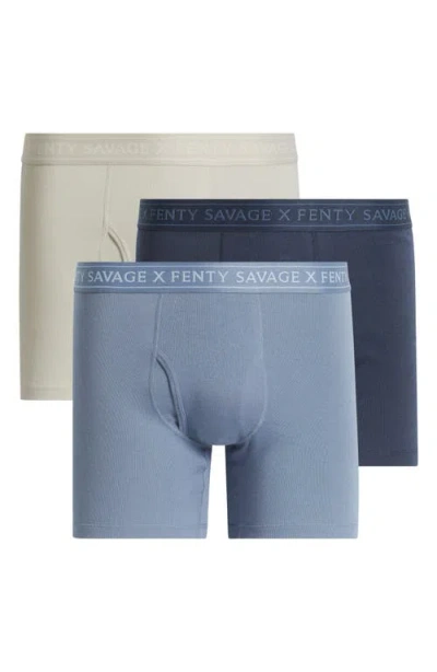 Savage X Fenty Savage Classics 3-pack Boxer Briefs In Taupe/blue/navy