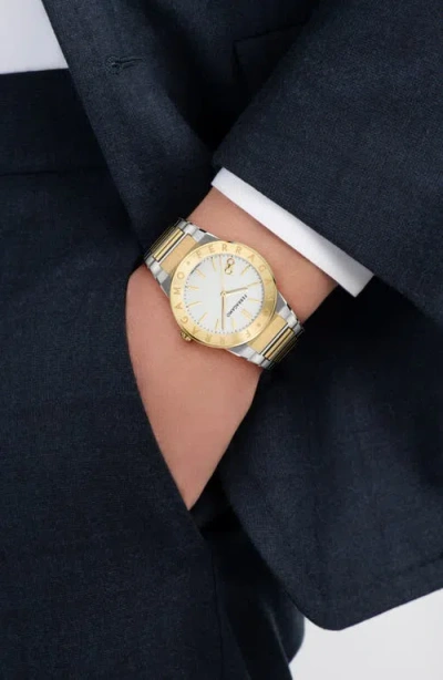 Ferragamo Sapphire Watch In Stainless Steel/ip Yellow Gold