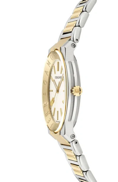 Ferragamo Sapphire Watch In Stainless Steel/ip Yellow Gold
