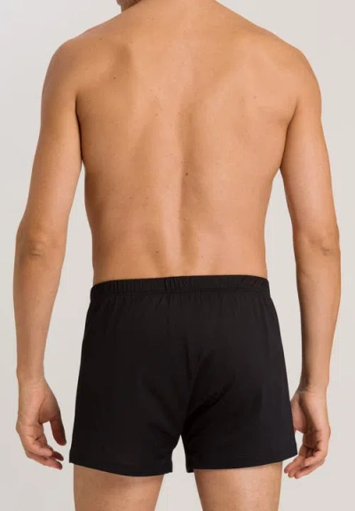 Hanro Cotton Sporty Button Fly Cotton Boxer In Black