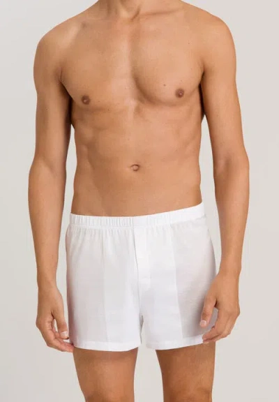 Hanro Cotton Sporty Button Fly Cotton Boxer In White