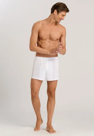 Hanro Cotton Sporty Button Fly Cotton Boxer In White
