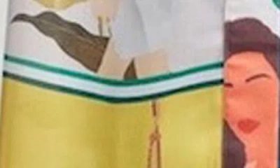 Holichic Mixed Graphic Print Open Front Satin Jacket In White