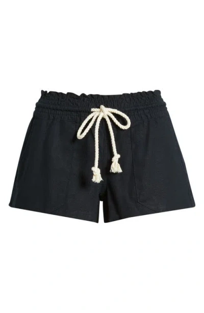 Roxy Oceanside Cotton Drawstring Shorts In Anthracite