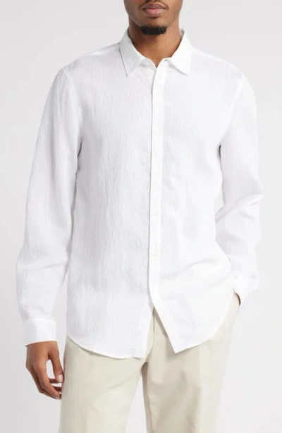 Open Edit Slim Fit Solid White Textured Button-up Shirt In White