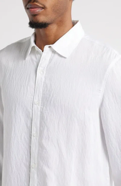 Open Edit Slim Fit Solid White Textured Button-up Shirt In White
