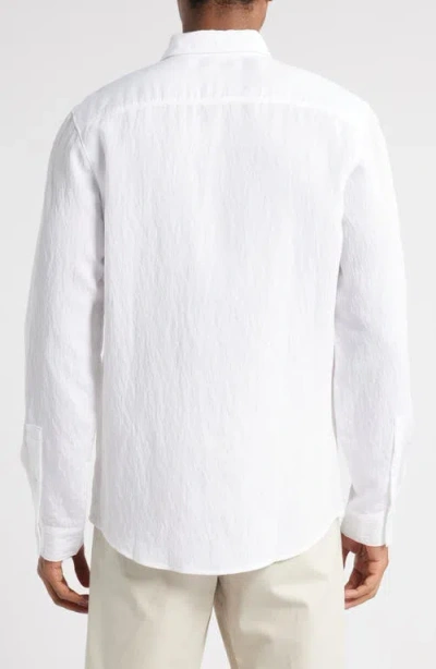 Open Edit Slim Fit Solid White Textured Button-up Shirt In White